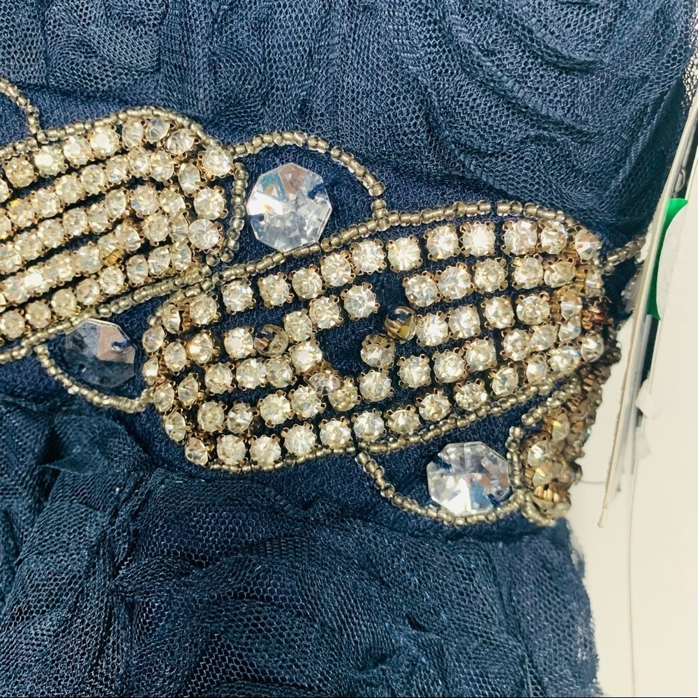 Trixxi | NWT Juniors Embellished Soutache Party Mini Fit Flare Navy Dress - Picture 6 of 13